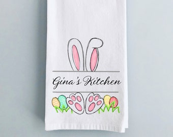 Whimsy Customized Easter Bunny Kitchen Towel