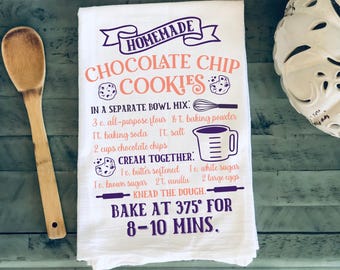 Whimsy Farm House Style Chocolate Chip Cookie Recipe Towel