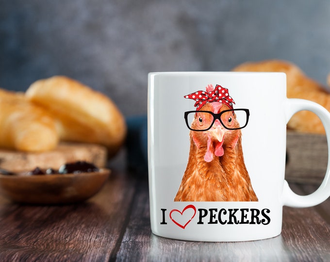 I Heart Peckers The Chicken Lovers Porcelin Coffee Cup!