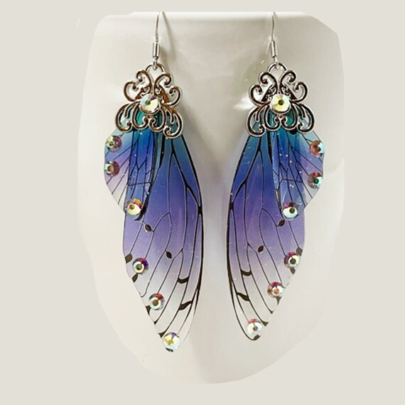 Blue/purple Mystical Fairy Wing Earrings - Etsy
