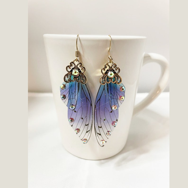 BluePurple Mystical Fairy Wing Earrings
