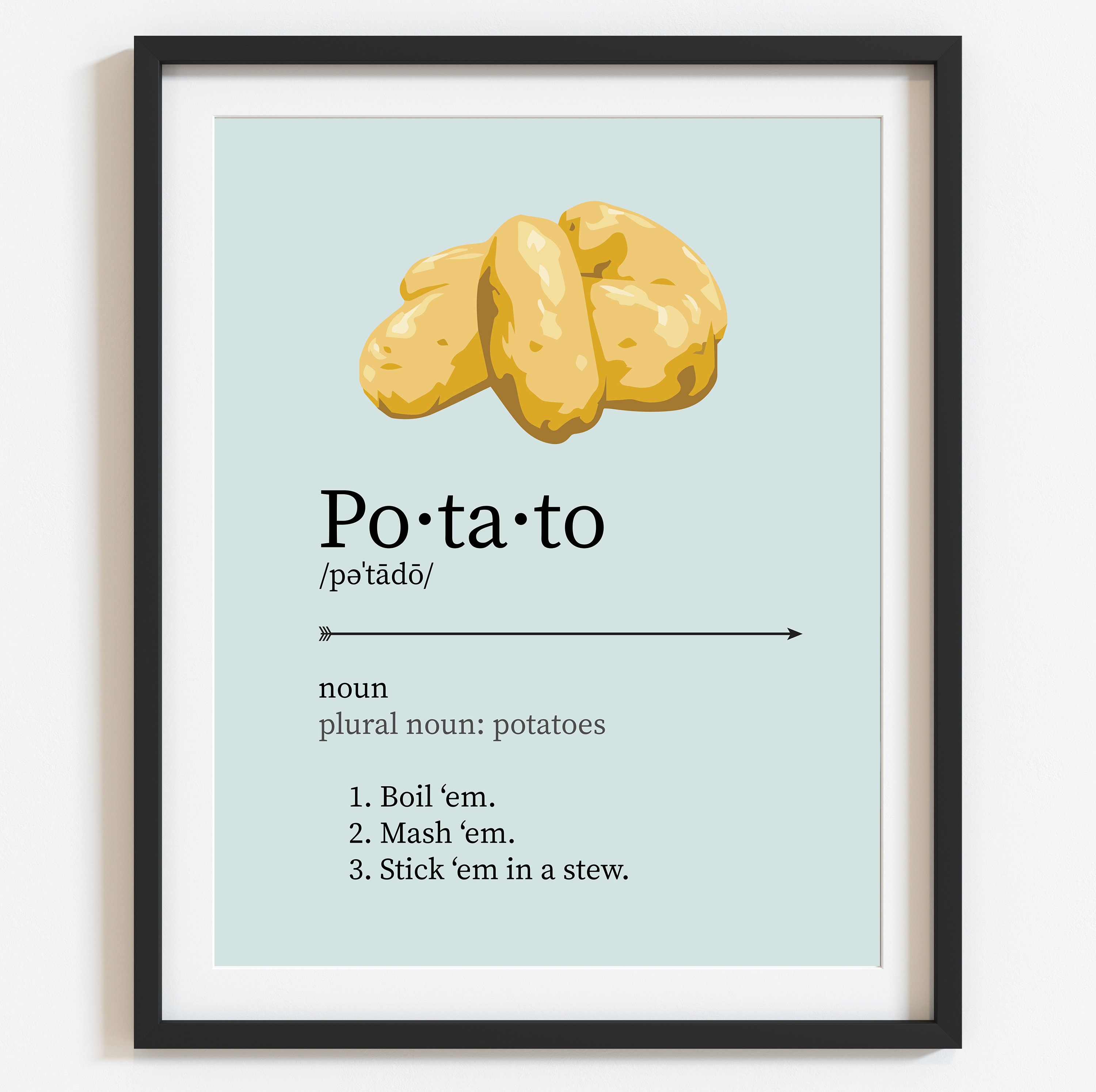 Lord of the Rings Potato Definition Art Print 11x14 Etsy