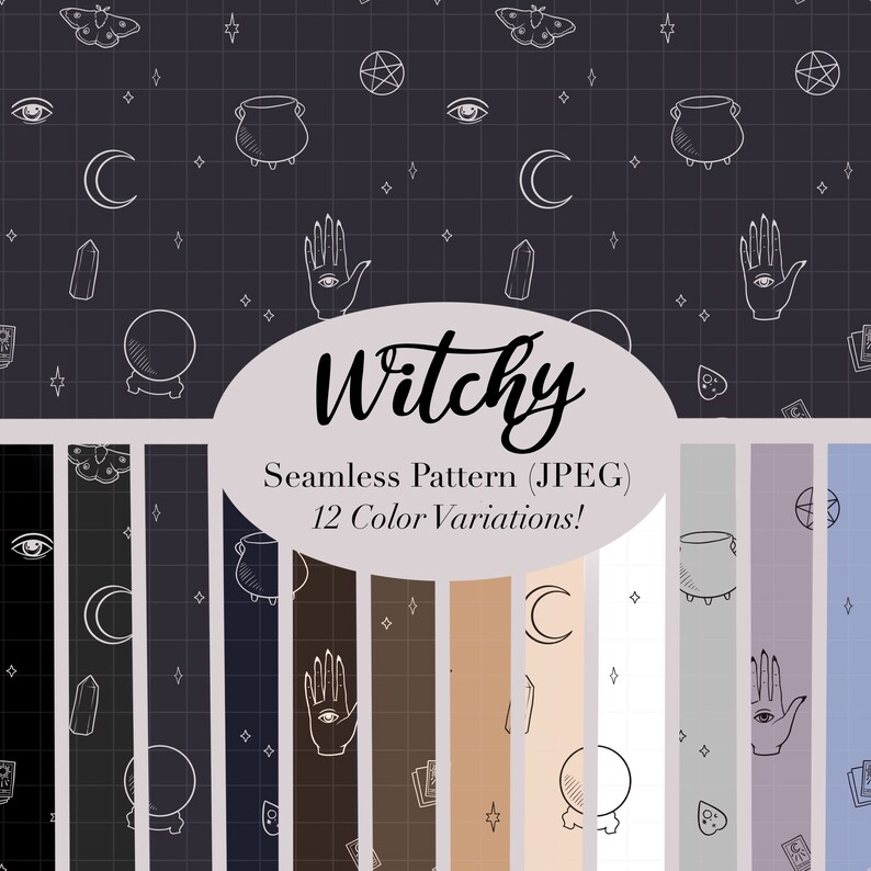 Witchy Seamless Pattern INSTANT DOWNLOAD JPEG Paper Etsy