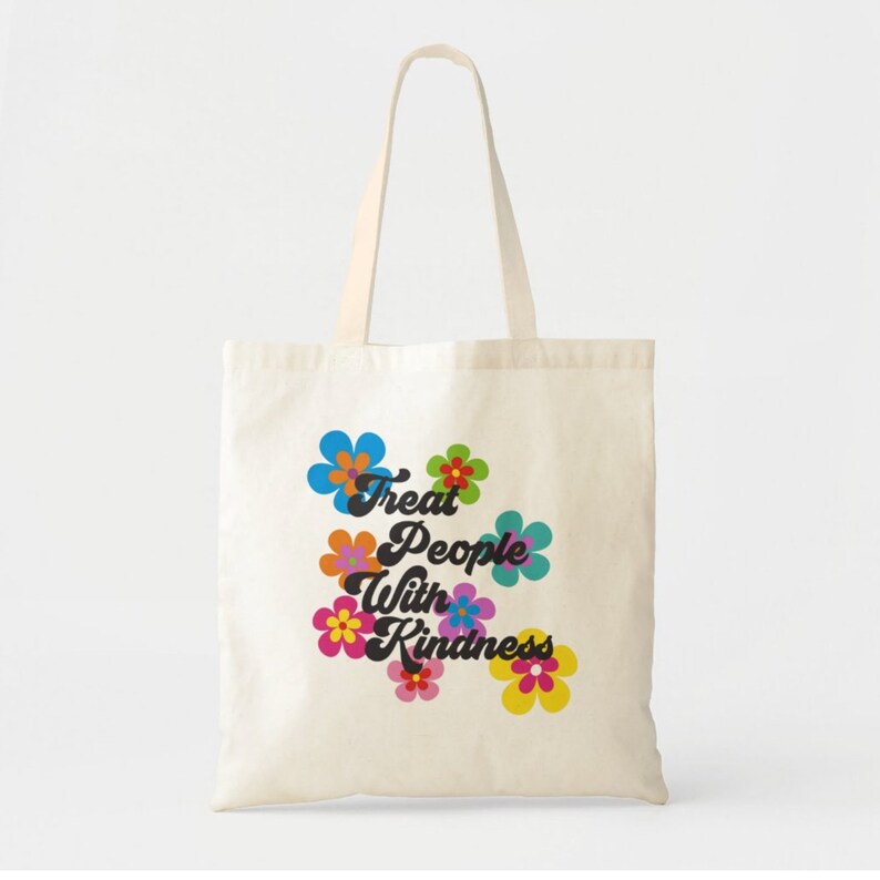 70s style harry flower kindness tpwk tote bag
