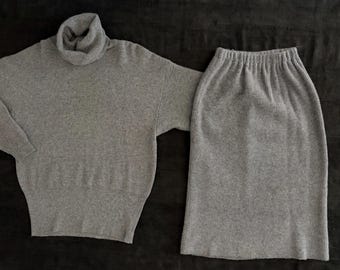 80’s lambswool sweater and skirt set size S