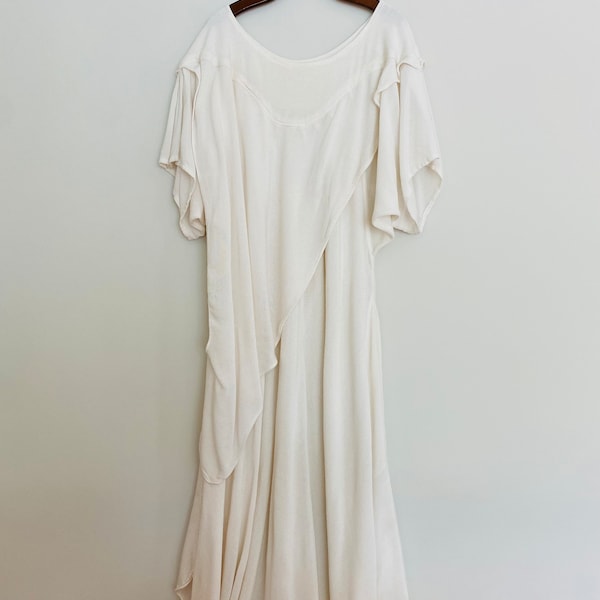 70’s gauzy white flowy summer maxi dress size M/L