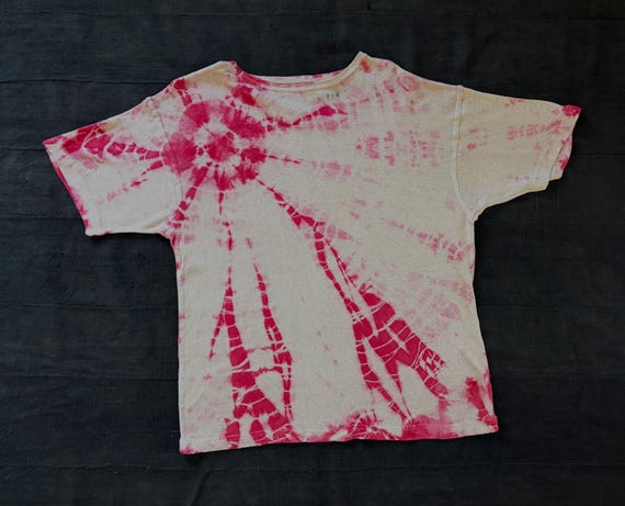90’s Express fuchsia raw silk tie dyed tee size S/M