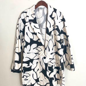 80er Jahre Baumwolljacke mit Palmen Print Gr. M
