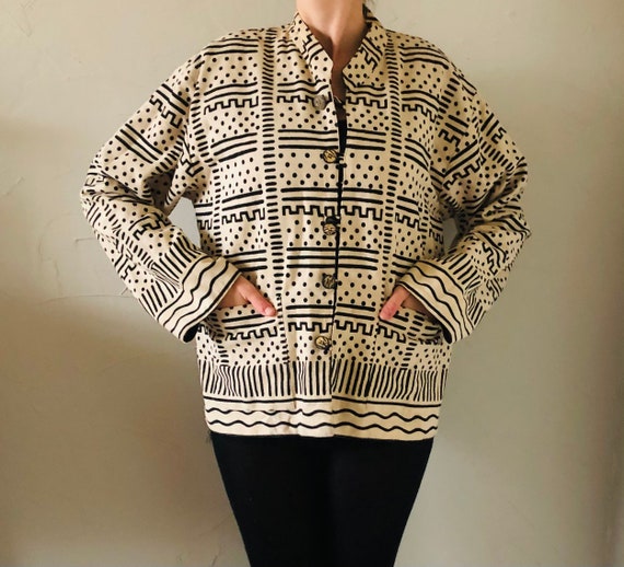 90s reversible nehru abstract jacket sz L