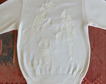 Jersey Mondi de los años 80 con estampado de loro, talla S