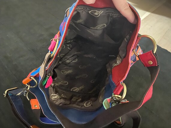 Early aughts patchwork  leather rainbow shoulder … - image 9