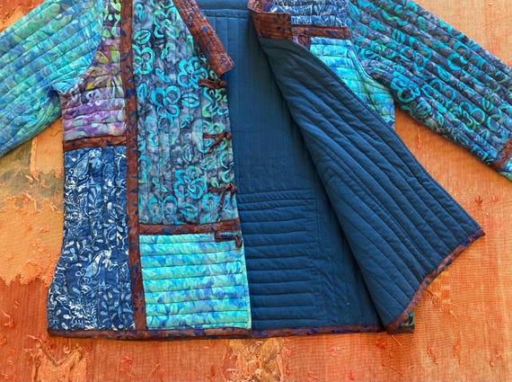 Retro Norm Thompson patchwork quilted toggle jack… - image 6