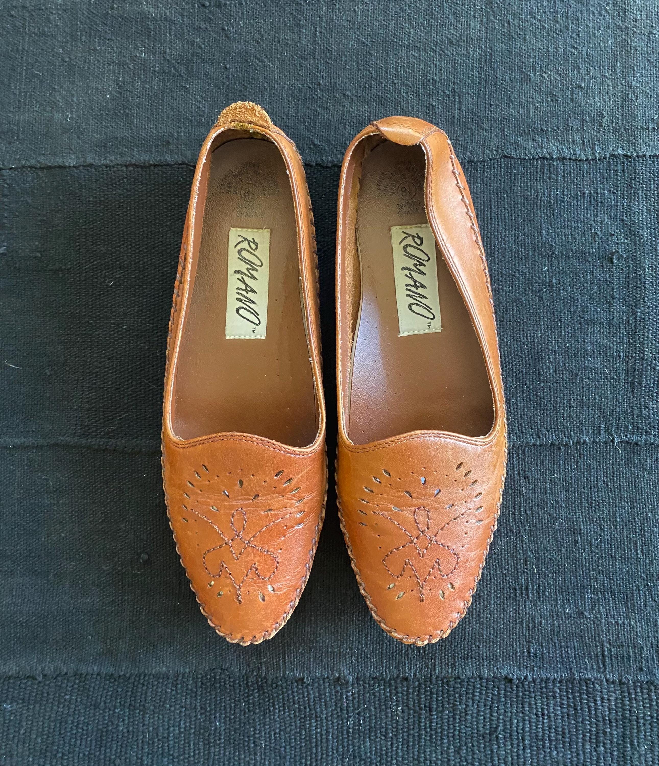 80’s Romano leather mocasin style loafers size 8.5