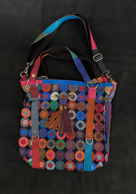 Early aughts patchwork  leather rainbow shoulder … - image 3