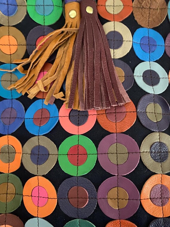 Early aughts patchwork  leather rainbow shoulder … - image 6