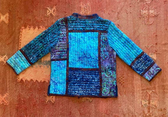 Retro Norm Thompson patchwork quilted toggle jack… - image 7