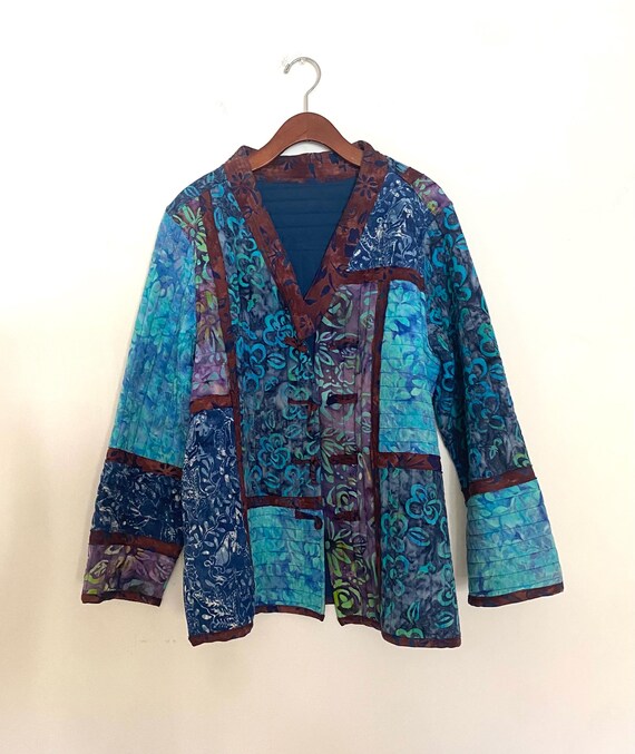 Retro Norm Thompson patchwork quilted toggle jack… - image 8