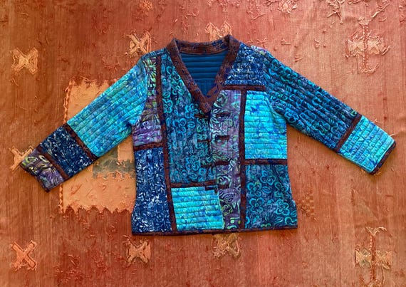 Retro Norm Thompson patchwork quilted toggle jack… - image 3