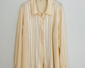 90’s creme silk tuxedo style blouse size 18