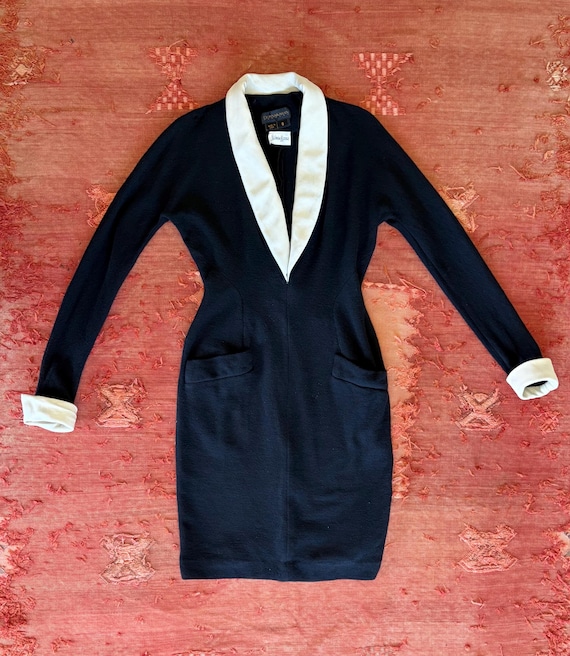 donna karan black and white dress 80's Little Bodycon Size 8 ROSEWATER blocked design adds a Size:child-6 Set sail on a