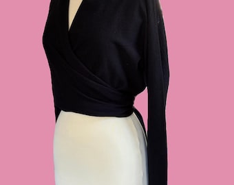 Suéter cruzado estilo ballet de Donna Karan de los años 80, talla 12
