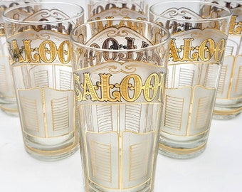 Culver Saloon Highball Glasses (6) Vintage Barware, Vintage Glassware, Vintage Highballs, Vintage Bar Glasses, Culver Glasses, MCM Glassware