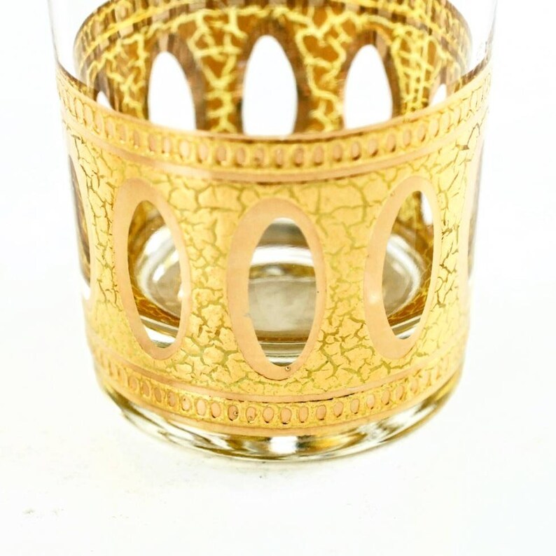 Culver Antigua Cocktail Highball Glasses. 1950s 22k Gold Barware image 6
