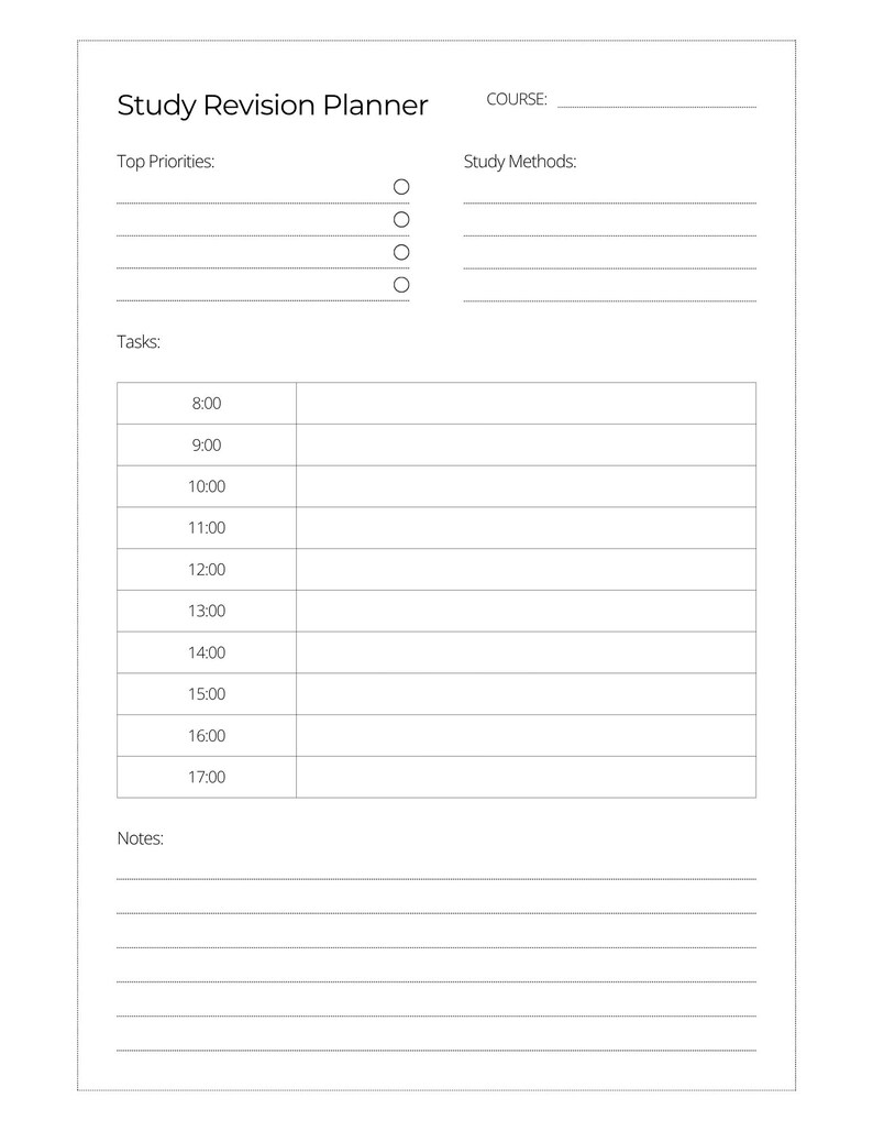 Student Planner - A+ Digital Download Printable Simple Study Planner ...