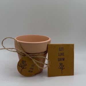 Wildflower Seed Clay Pot Favor Set - Wedding, Bridal Shower, Baby Shower, Party - Sample Available