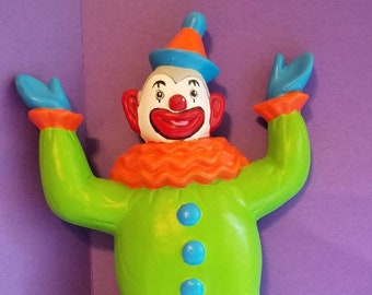Silly Happy clown ceramic wall hanging, child, nursery, circus theme