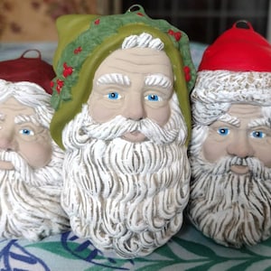Santa Ornament Trio, old fashioned Christmas