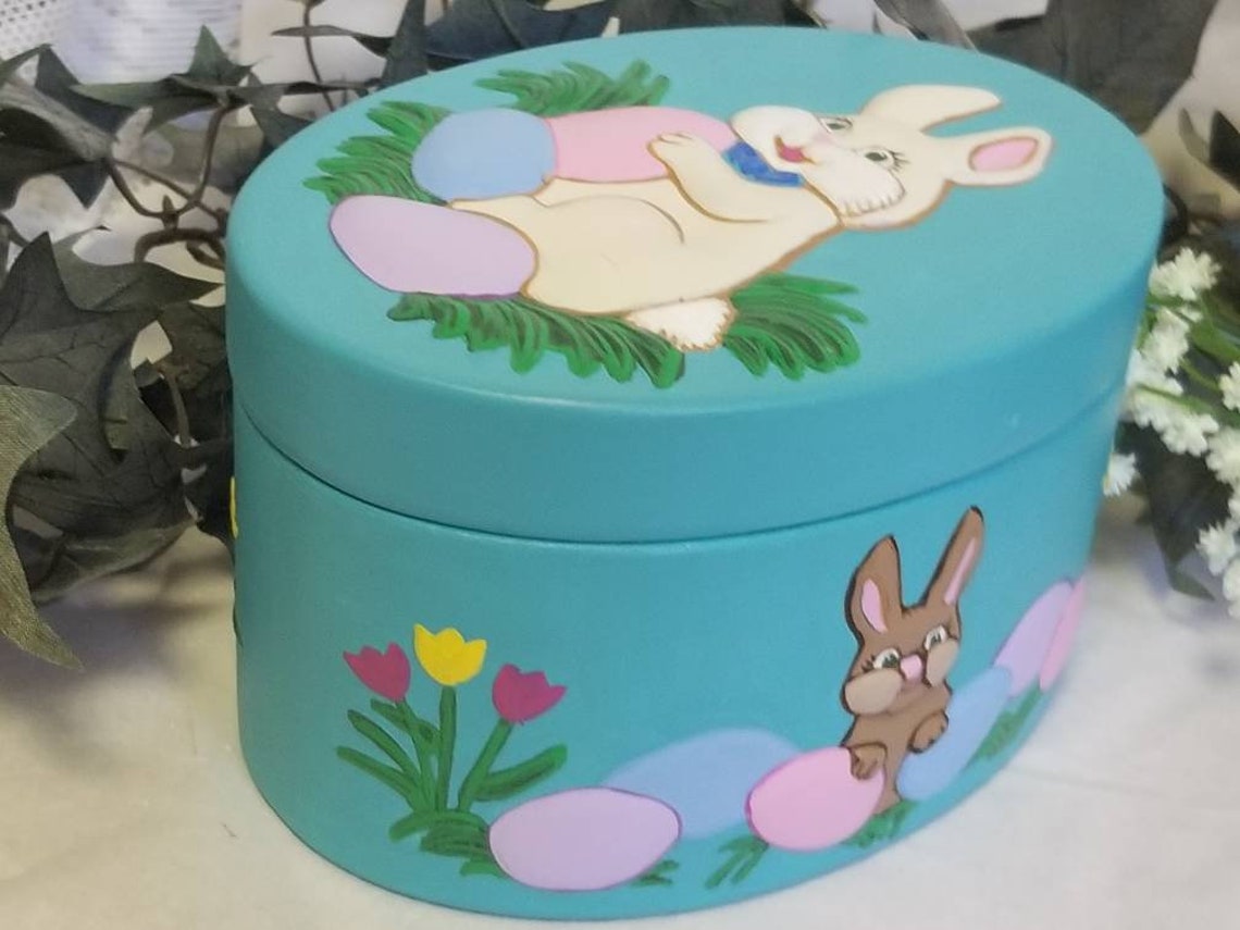 Bunny Rabbit Ceramic Treasure Box, Easter Bunny, Eggs - Etsy