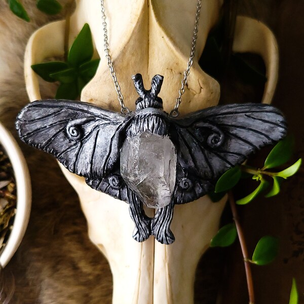 Luna Moth Necklace | Luna Moth Jewelry | Luna Moth Crystal Necklace | Luna Moth Pendant | Witchy Jewelry | Pagan Jewelry | Witchy Necklace