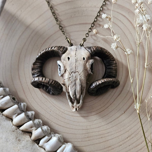 OOAK Ram Skull Necklace | Handmade Ram Skull | Pagan Jewelry | Witch Necklace | Witch Jewelry | Ram Skull Jewelry | Ram Skull Pendant
