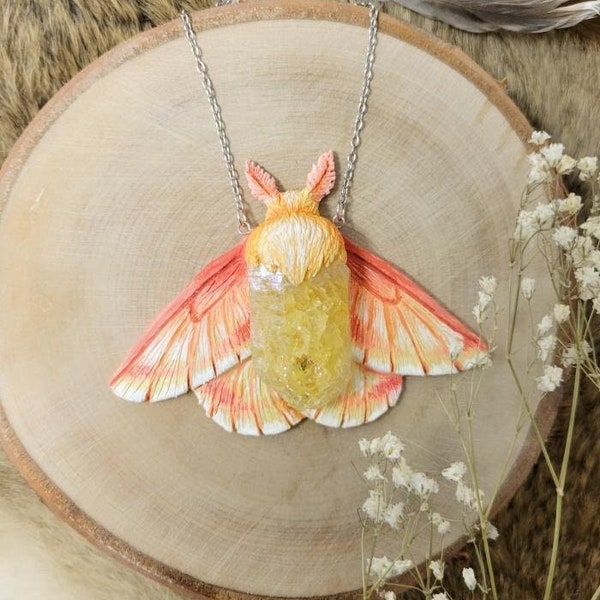 OOAK Moth Necklace | Pagan Jewelry | Witch Necklace | Witchy Jewelry | Cottagecore Jewelry | Cottagecore Necklace | Green Witch | Forestcore