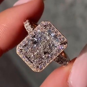 Stralend geslepen moissaniet verlovingsring | Halo Solitaire 3,5 kt | Elegante bruidssieraden en uniek cadeau