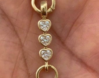 10k Gold Swivel Dog Clip Clasp Catch Fob Charm For Necklace 3 MM Heart Moissanite Diamond Bezel Set Swivel Charm Holder Watch Clip Connector
