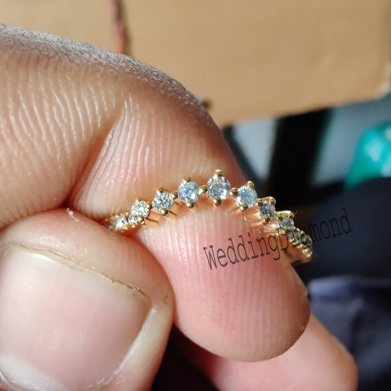Crushed Ice Oval Moissanite Eternity Ring Moissanite Gold Crystal Eternity Band - Women Jewelry display picture 1