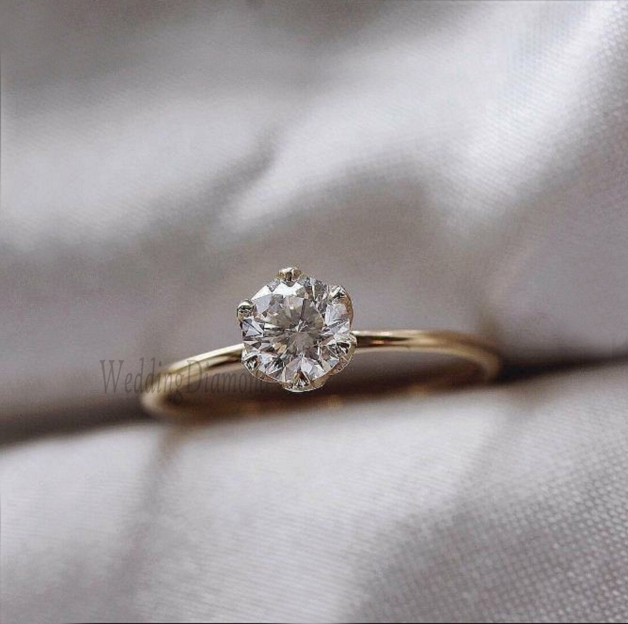 Moissanite Ring Unique Engagement Ring Round Cut 5.0 MM | Etsy