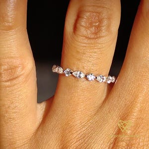 Moissanite Diamond Eternity Band: Marquise & Round Cut Stackable Ring