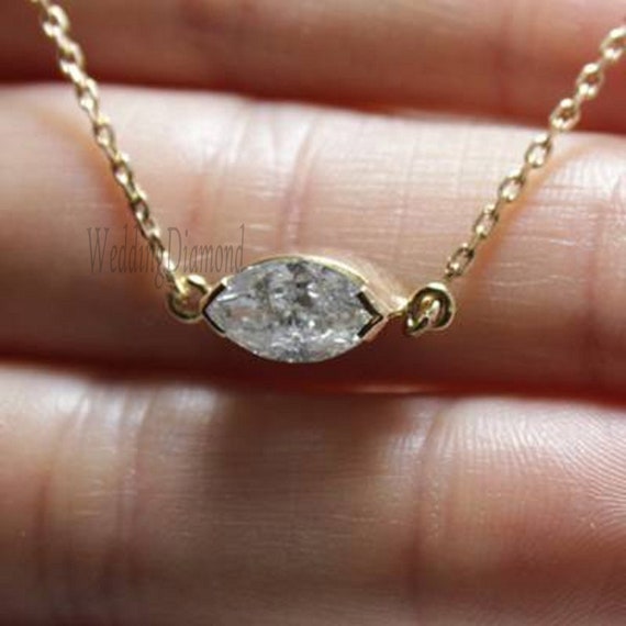 East West Moissanite Pendant Marquise 