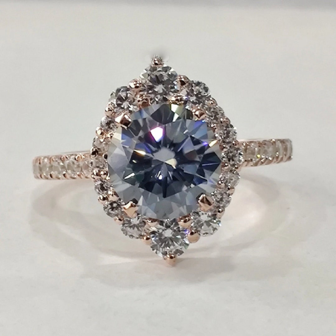 Gray Moissanite Engagement Ring