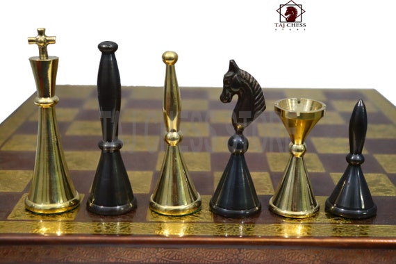 The Exquisite Carved Brass Chess Set