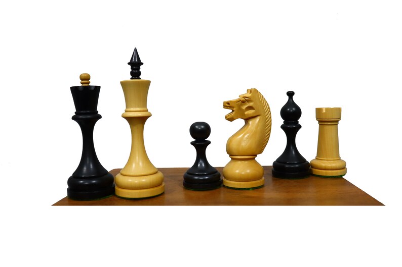 4.5" Circa 1960's Soviet Russian Chess Pieces only Set-Double Weighted Boxwood