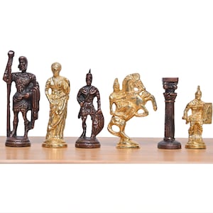 12&quot; Roman Series Brass Metal Chess Set- Solid Brass Metal Luxury Chess Set with Velvet Storage Box Quad Weighted - Best Valentine&#39; day Gift
