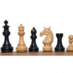 Meghdoot Series Chess Pieces in Ebonized Wood With 2 Extra Queens - 19&quot; Ebony Chess Board with Sheesham Border Chess Set with Storage Box