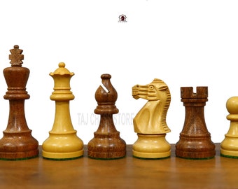 Classic Staunton Chess Pieces Only - Acacia Wood Weighted Chess Pieces | King 3.7"- Best Christmas Day Gifts - Taj Chess Store