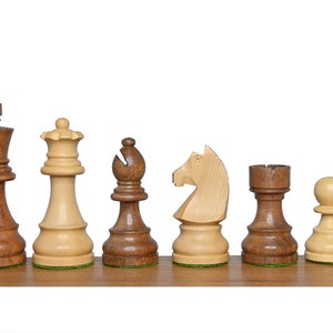 German Knight Wooden Chess Pieces Only - Tournament Weighted Chessmen in Golden Rosewood- Fide Standard Chess Pieces With 2 Extra Queens