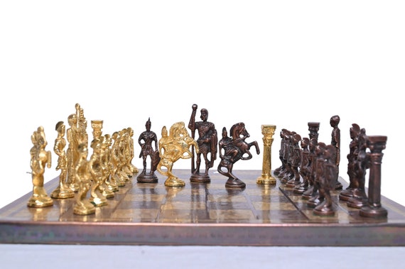 12 Roman Series Brass Metal Chess Set Solid Brass Metal - Etsy Canada