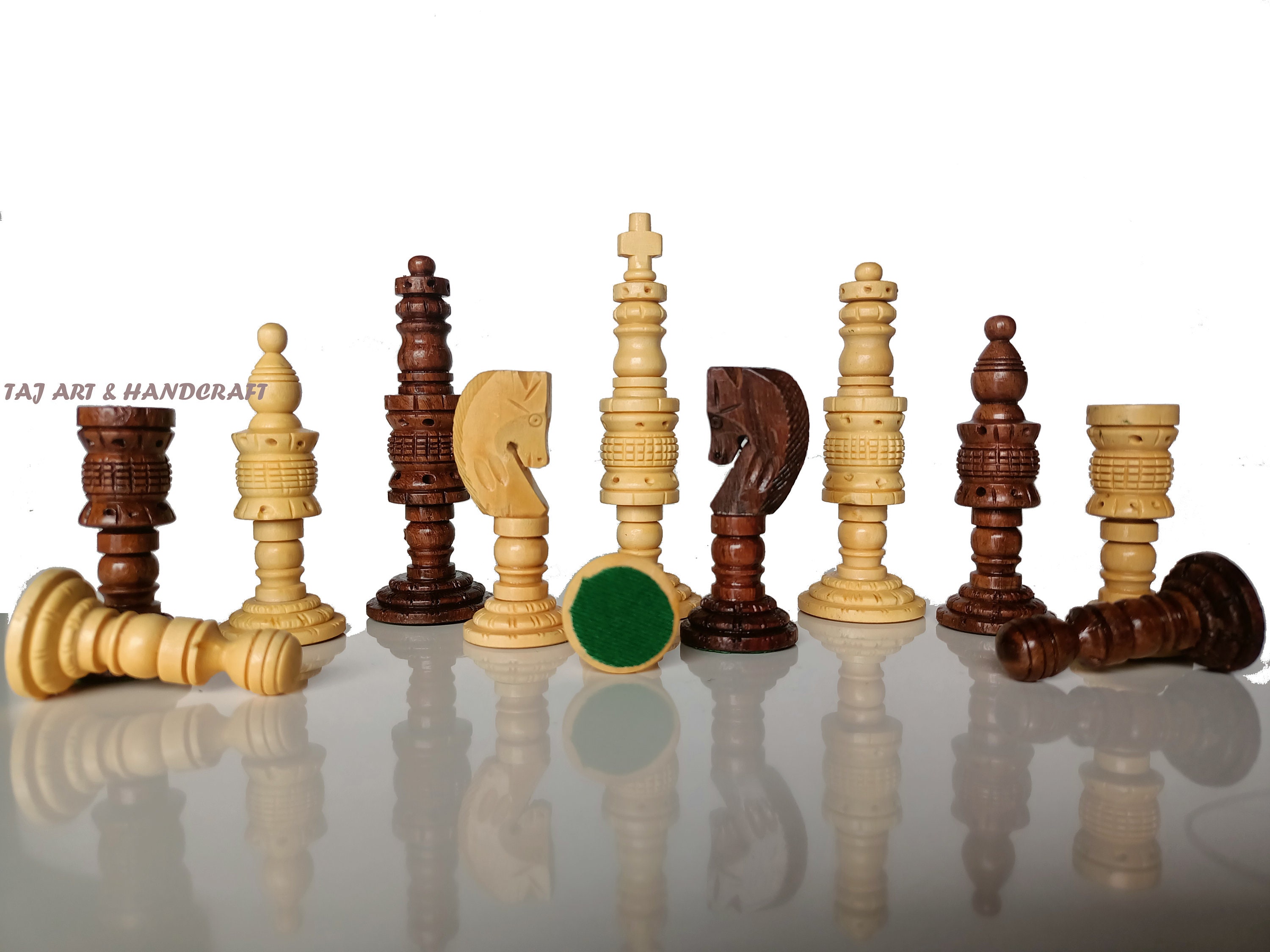 CLEARANCE SALE Hand Made and Burnt Mikhail Tal Chess Pieces in 